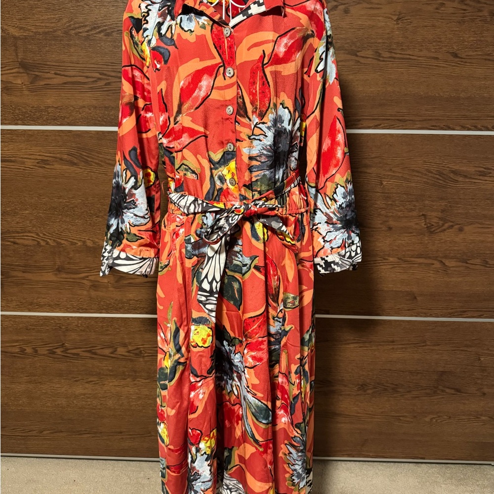 John Mark Vibrant Floral Asymmetrical Dress Sz L - Picture 5 of 13